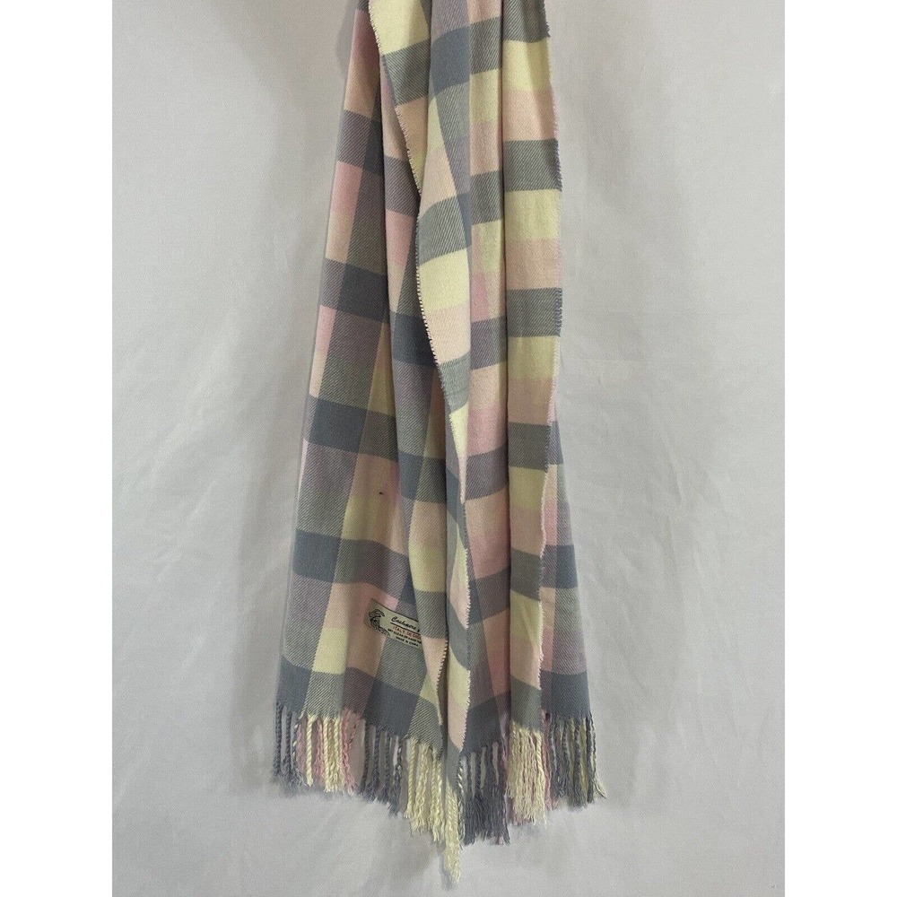 Cashmere Feel by Italy Design Scarf - Pink, Gray, White Plaid - READ DESCRIPTION